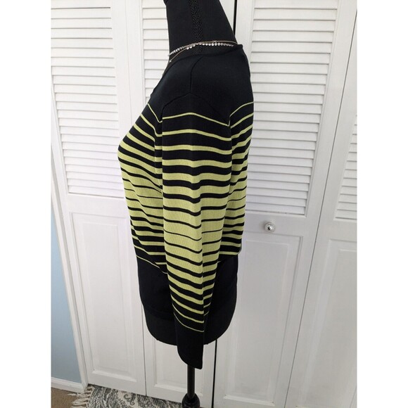 Carlisle Silk Blend Sweater Vtg Womens Sz M Vintage 80’s Lime Green Black Stripe - Picture 6 of 11